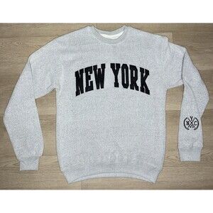 New York Popular Women Sweater Size Large Cotton Gray Long Sleeve Pullover